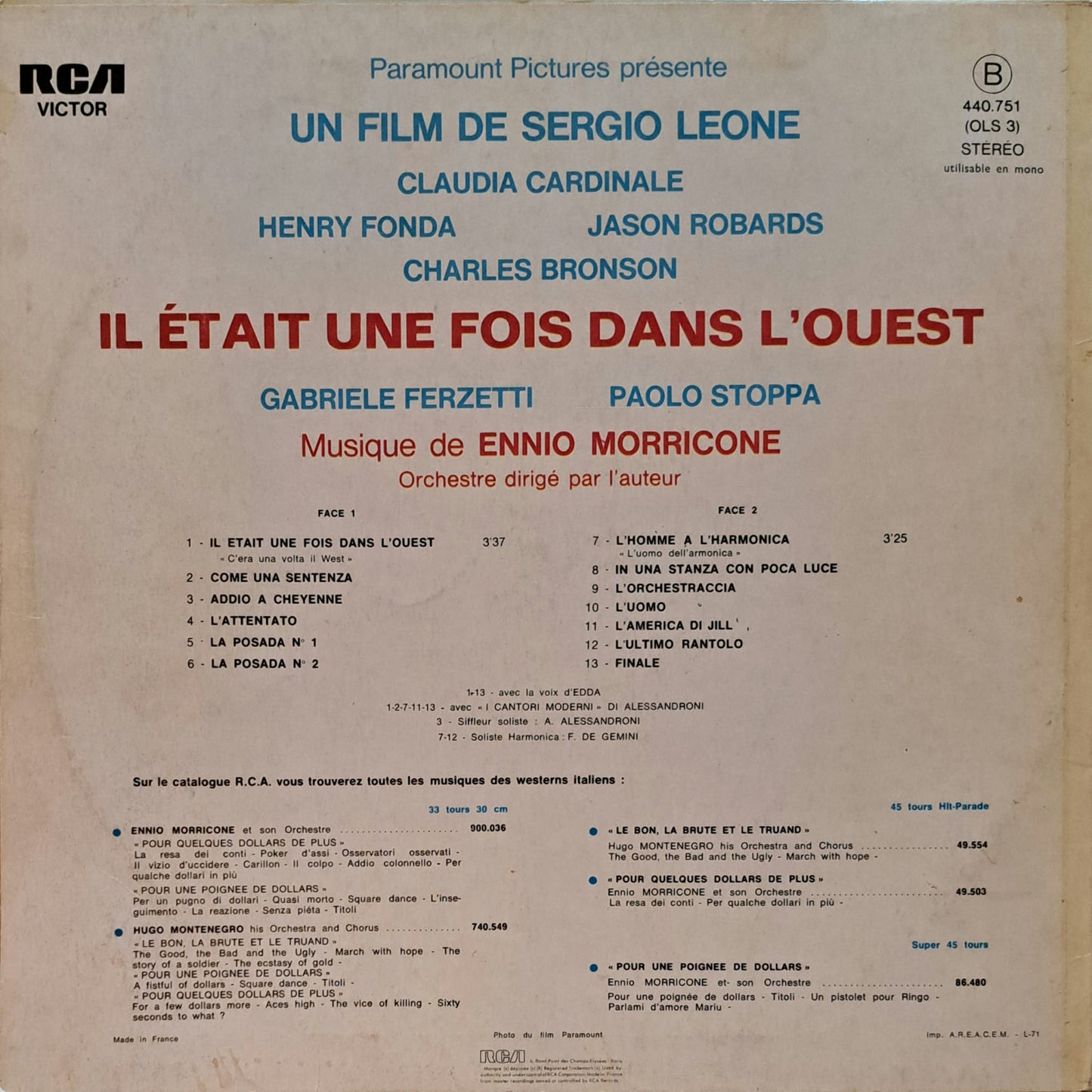 ENNIO MORRICONE - Il Était Une Fois Dans L'Ouest (Bande Originale Du Film)