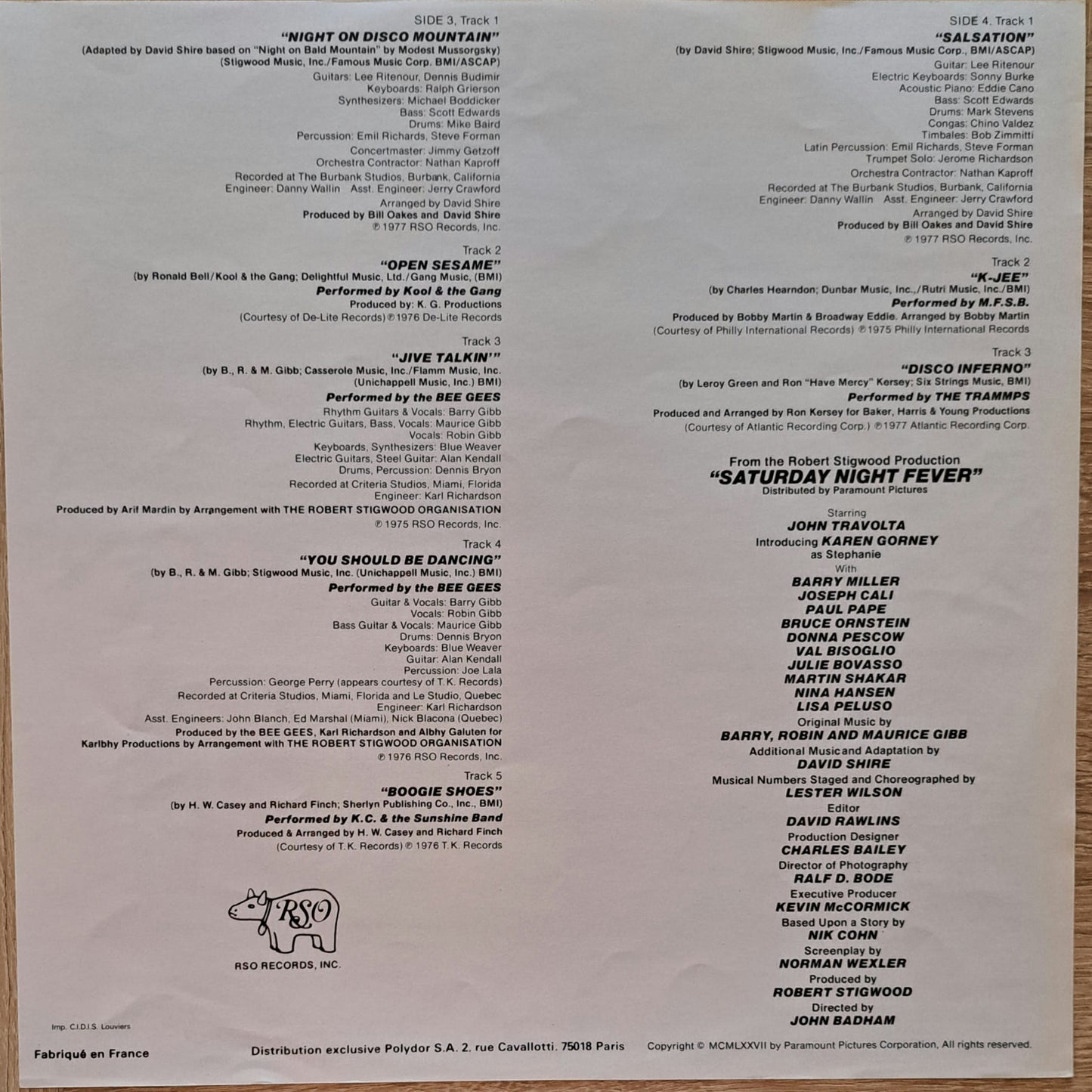 SATURDAY NIGHT FEVER - The Original Movie Soundtrack