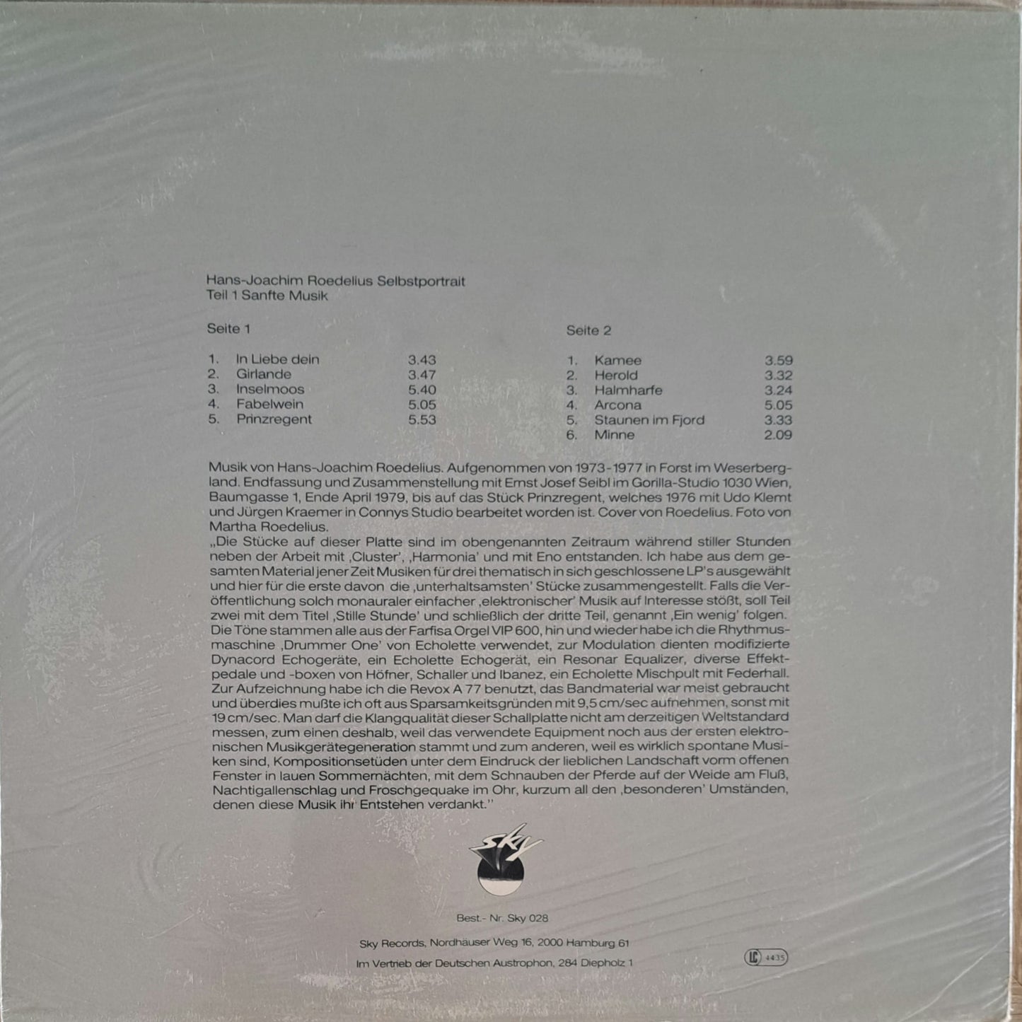 ROEDELIUS - Selbstportrait (Teil 1 Sanfte Musik) (1979 Neuf scellé non ouvert)