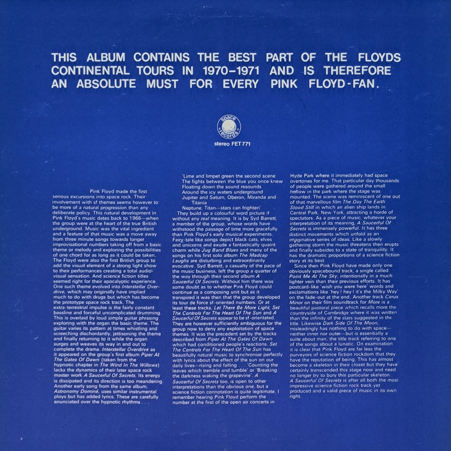 PINK FLOYD - The Early Tours '70-'71