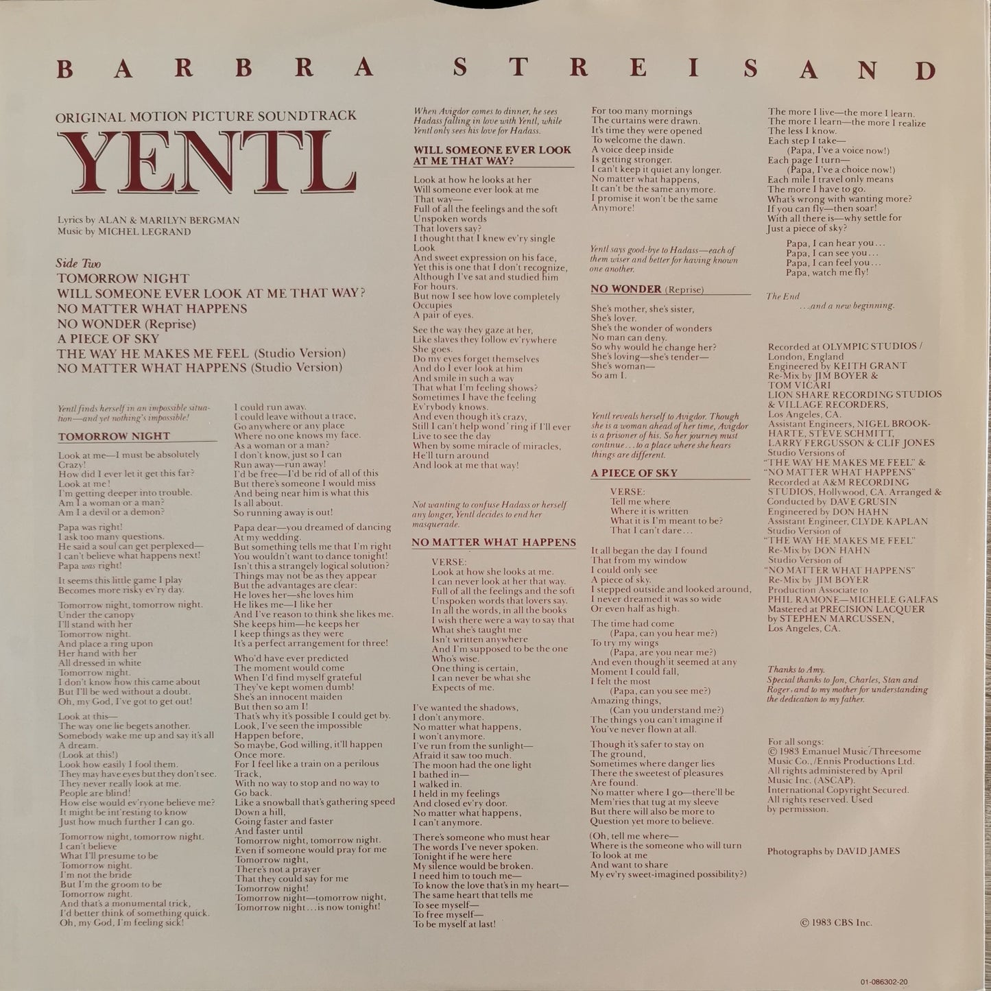 BARBRA STREISAND - Yentl - Original Motion Picture Soundtrack