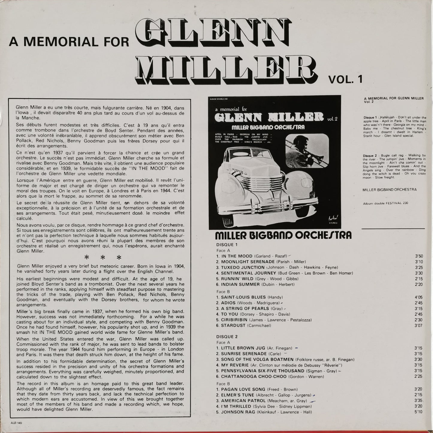 MILLER BIGBAND ORCHESTRA - A Memorial For Glenn Miller Vol.1