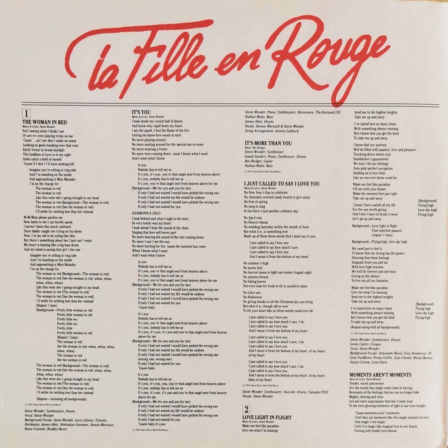 STEVIE WONDER - La Fille En Rouge (Bande Originale Du Film)