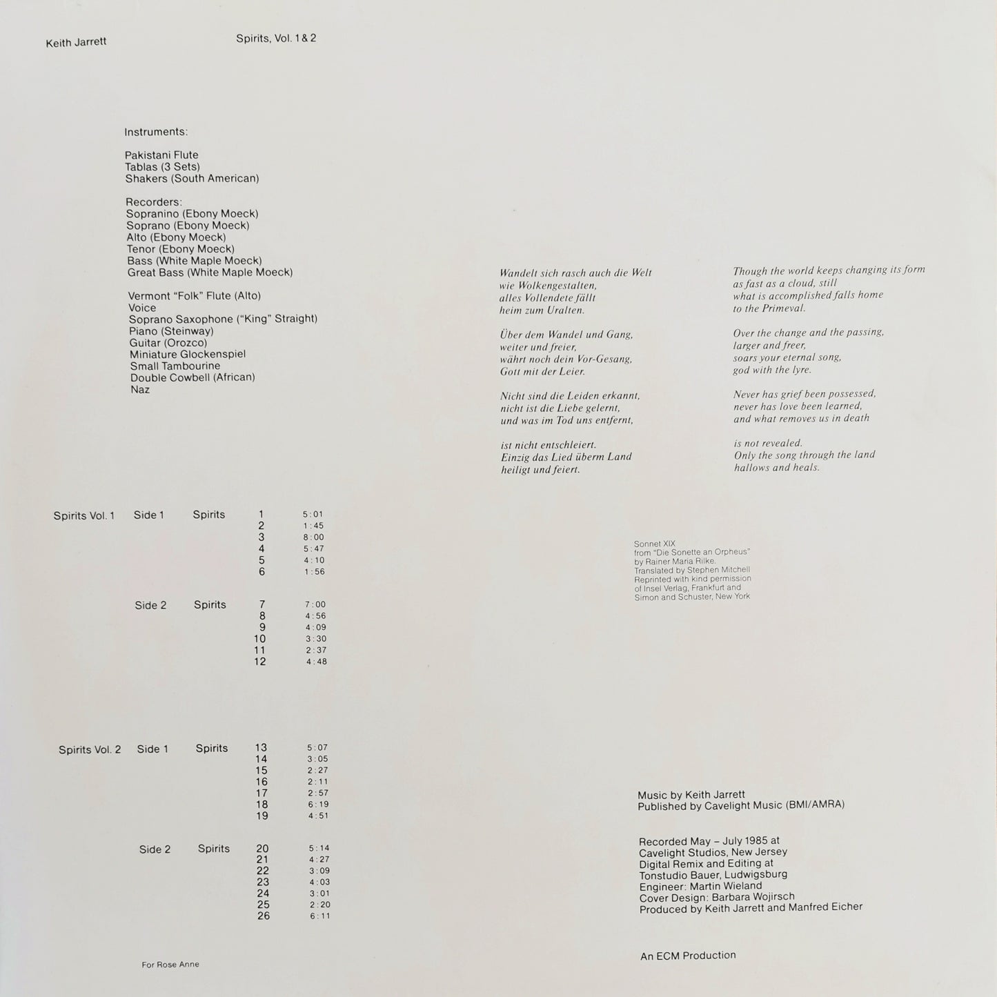 KEITH JARRETT - Spirits