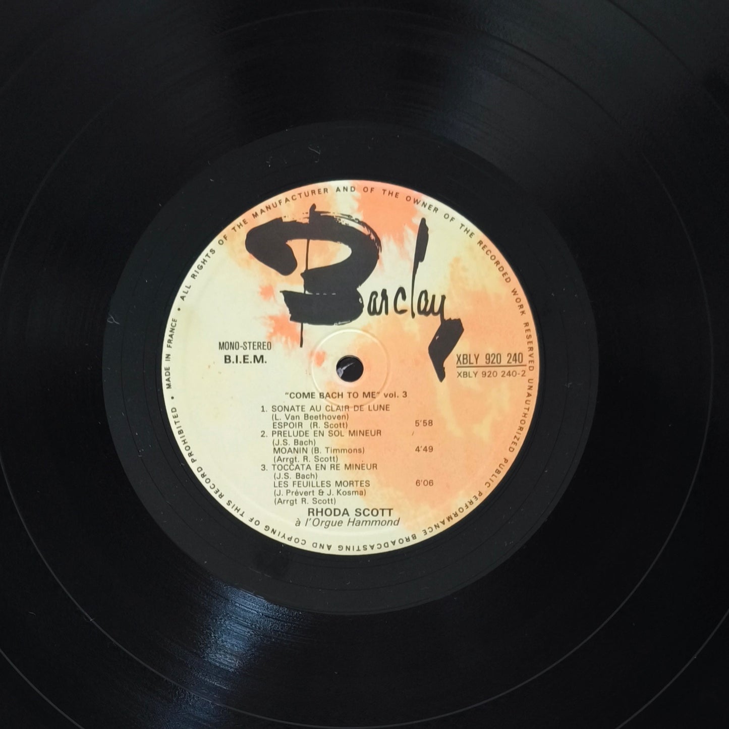 RHODA SCOTT - A L'Orgue Hammond Vol. 3 Come Bach To Me