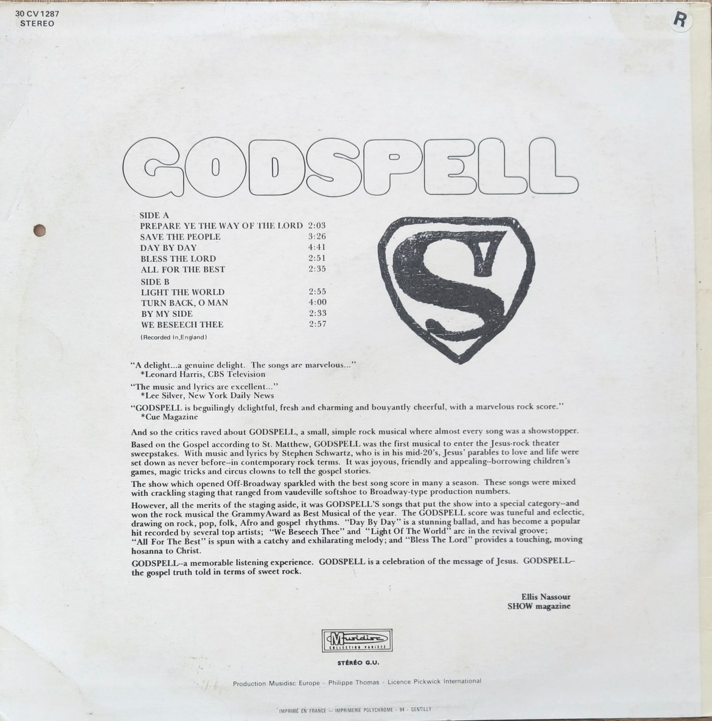 BRUCE BAXTER ORCHESTRA AND CHORUS - Excerpts From The Rock Musical "Godspell"