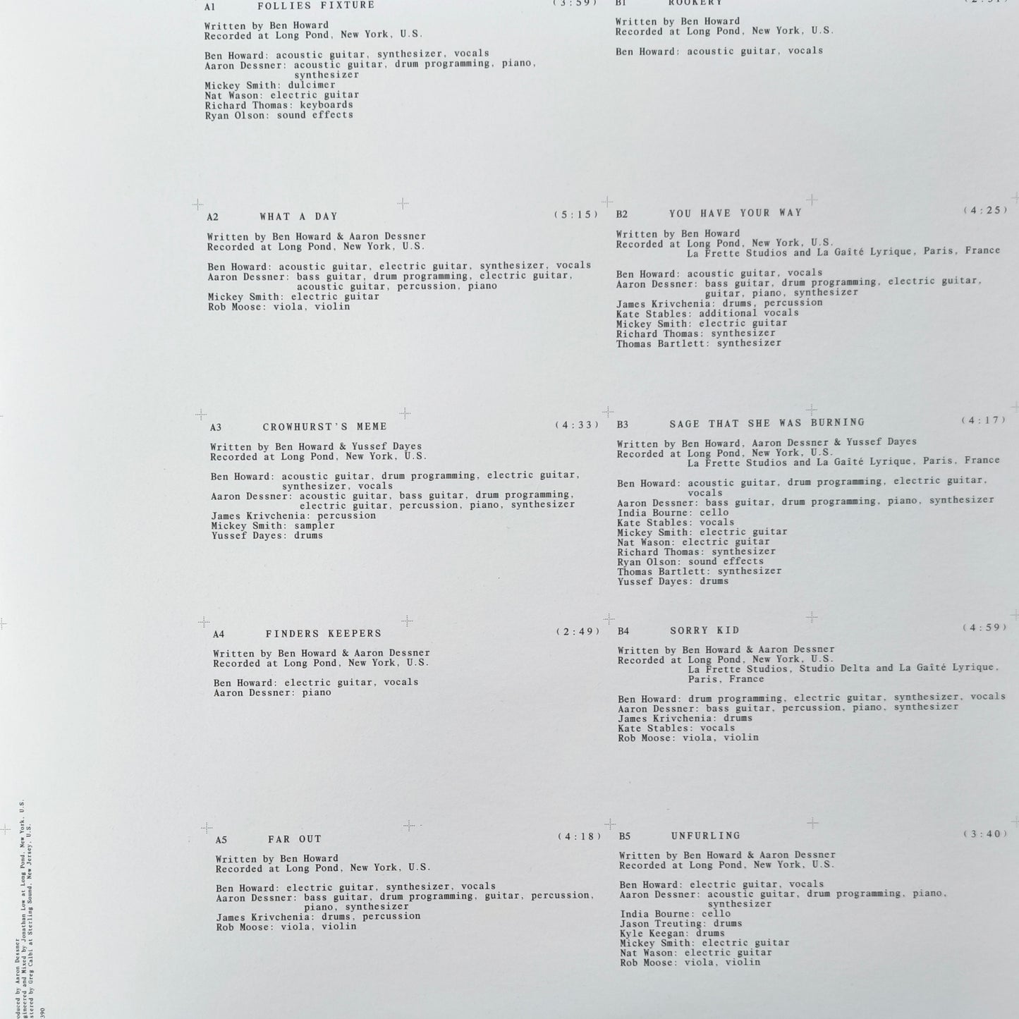 BEN HOWARD - Collections From The Whiteout