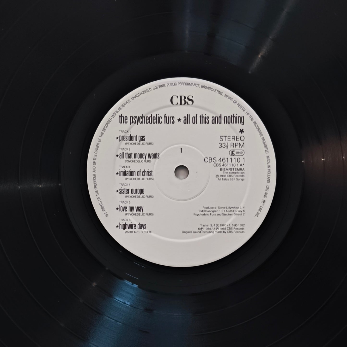 THE PSYCHEDELICS FURS - All Of This And Nothing