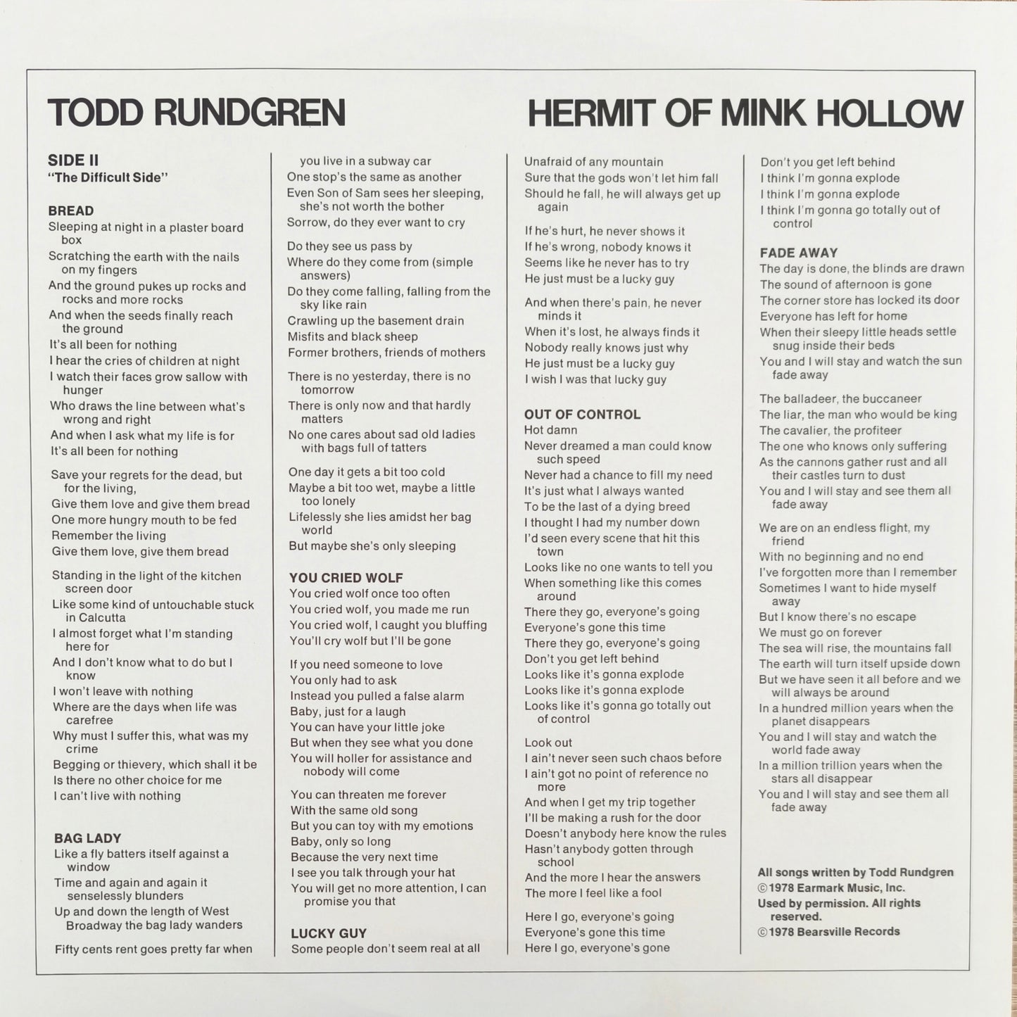 TODD RUNDGREN - Hermit Of Mink Hollow