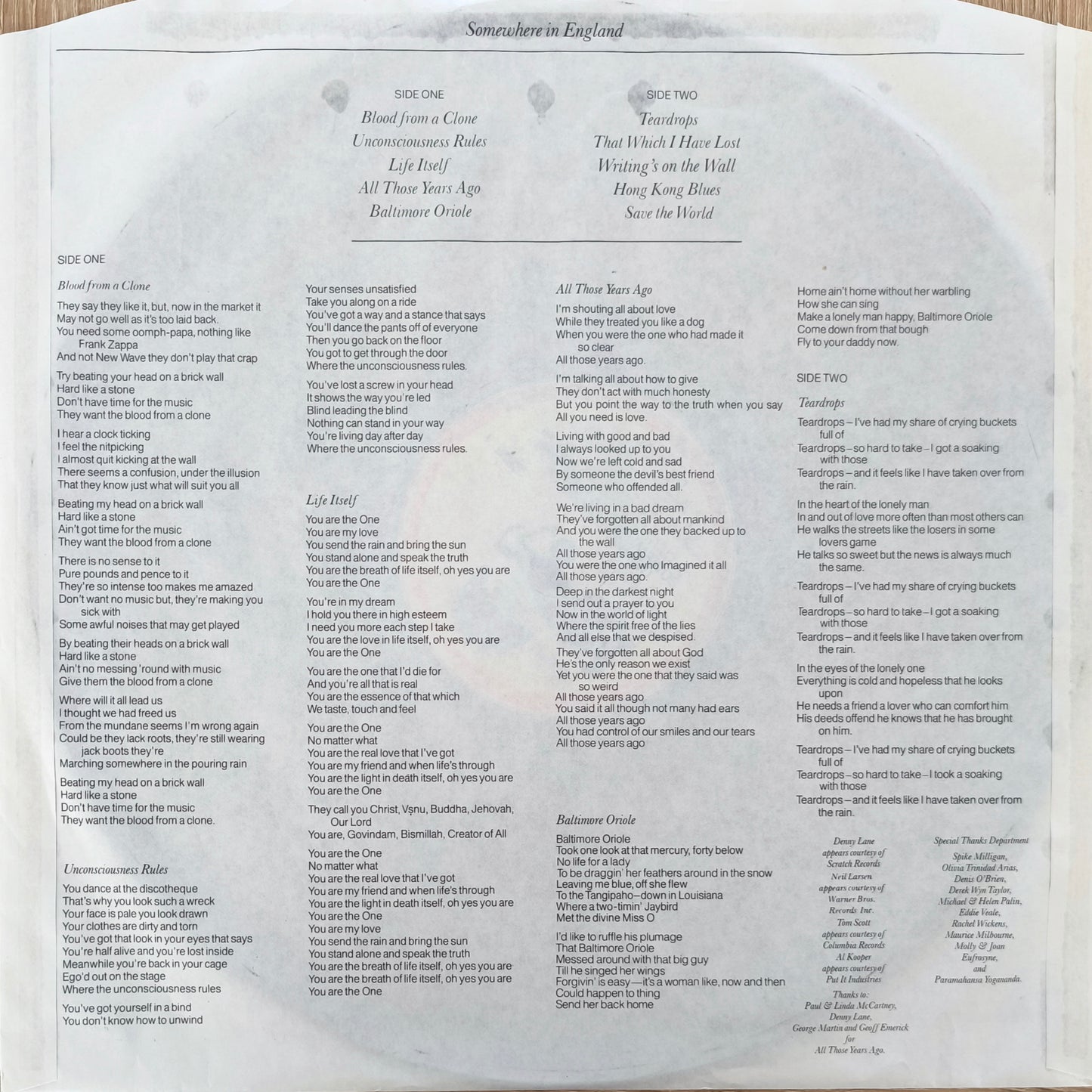 GEORGE HARRISON - Somewhere In England