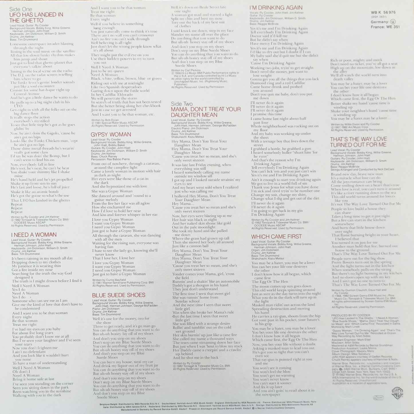 RY COODER - The Slide Area