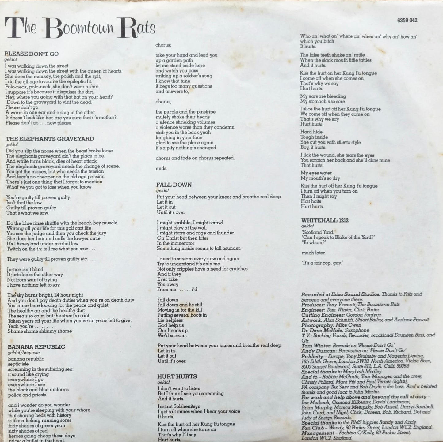 THE BOOMTOWN RATS - Mondo Bongo