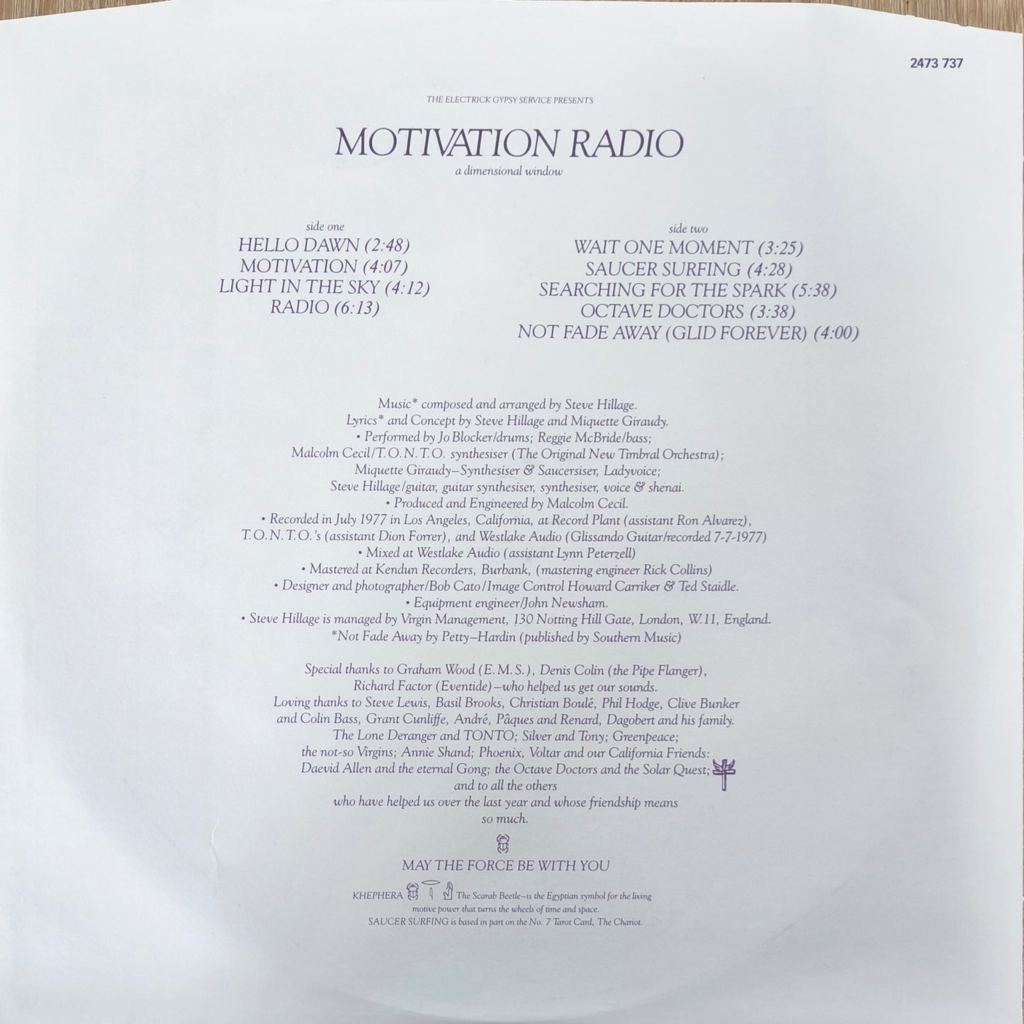 STEVE HILLAGE - Motivation Radio