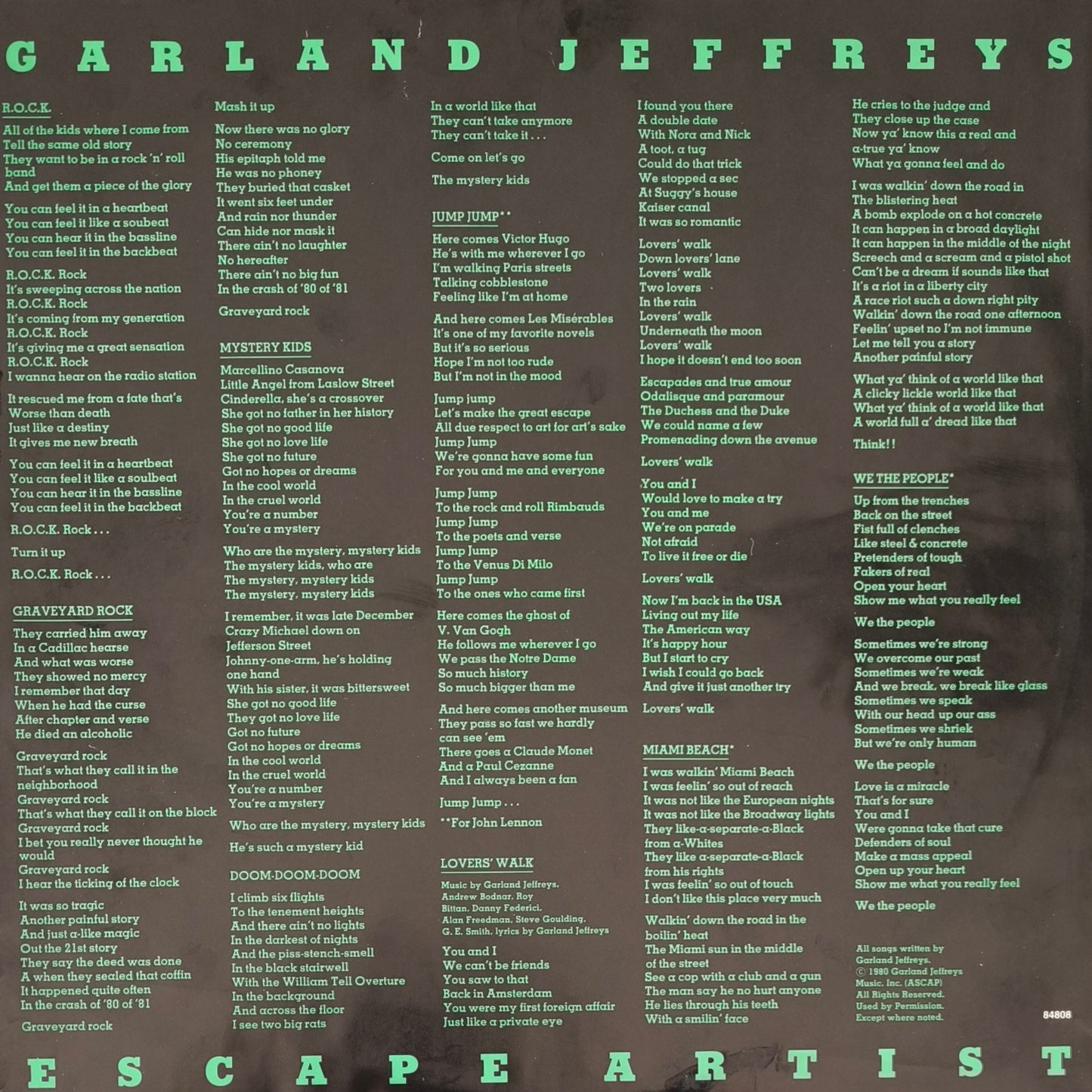 GARLAND JEFFREYS - Escape Artist (inclus bonus 45 tours)