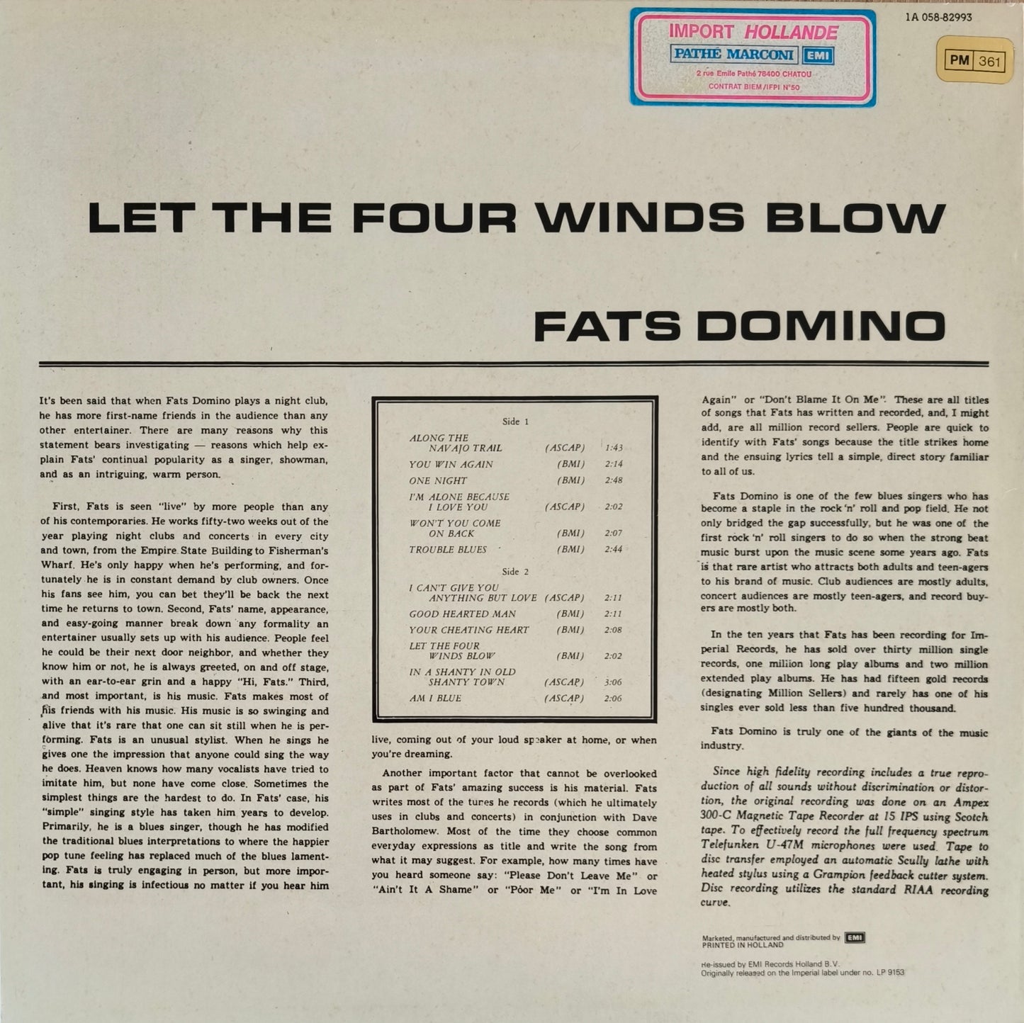 FATS DOMINO - Let The Four Winds Blow