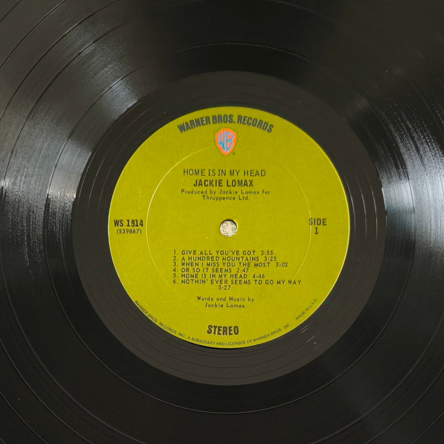 JACKIE LOMAX - Home Is In My Head (pressage US)