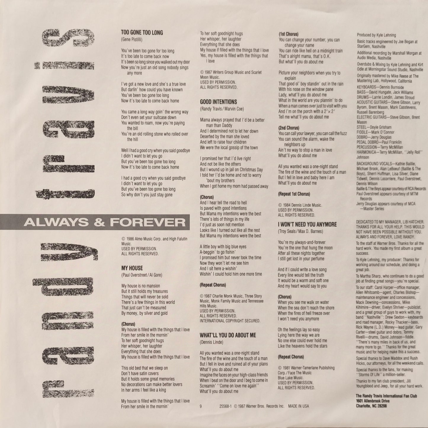 RANDY TRAVIS - Always & Forever (pressage US)
