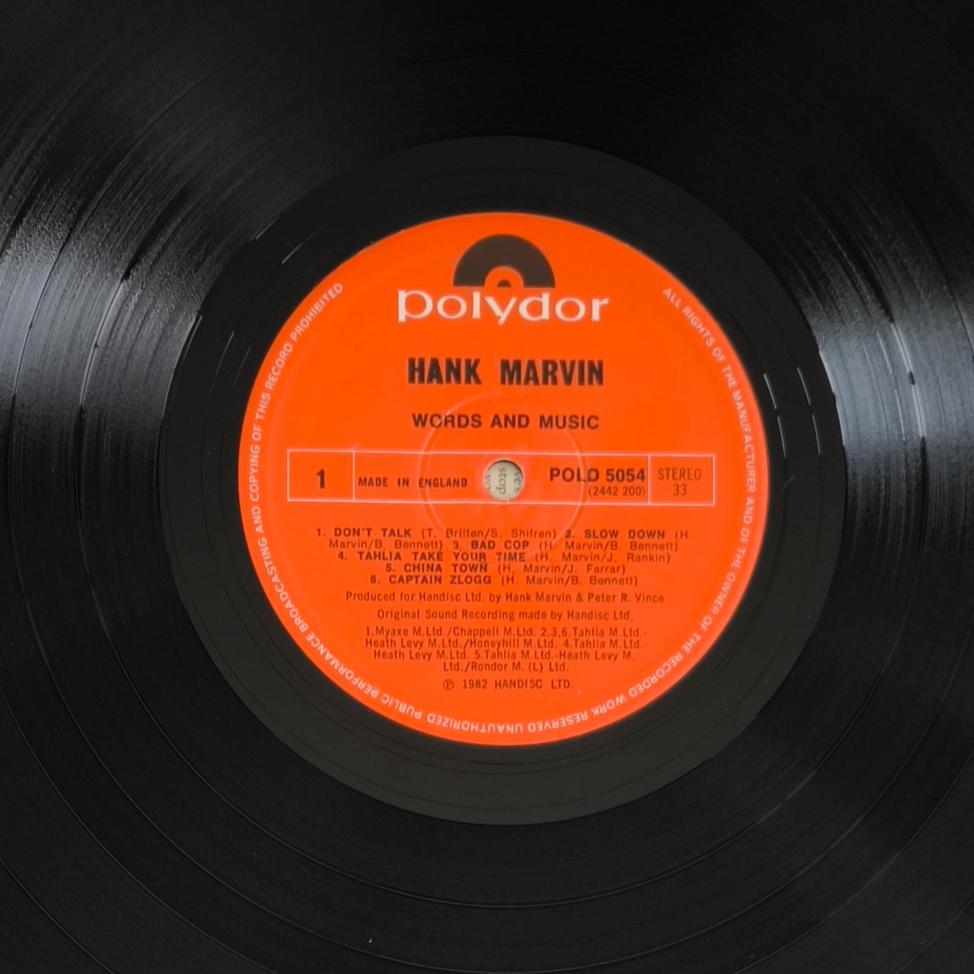 HANK MARVIN - Words And Music (pressage UK)