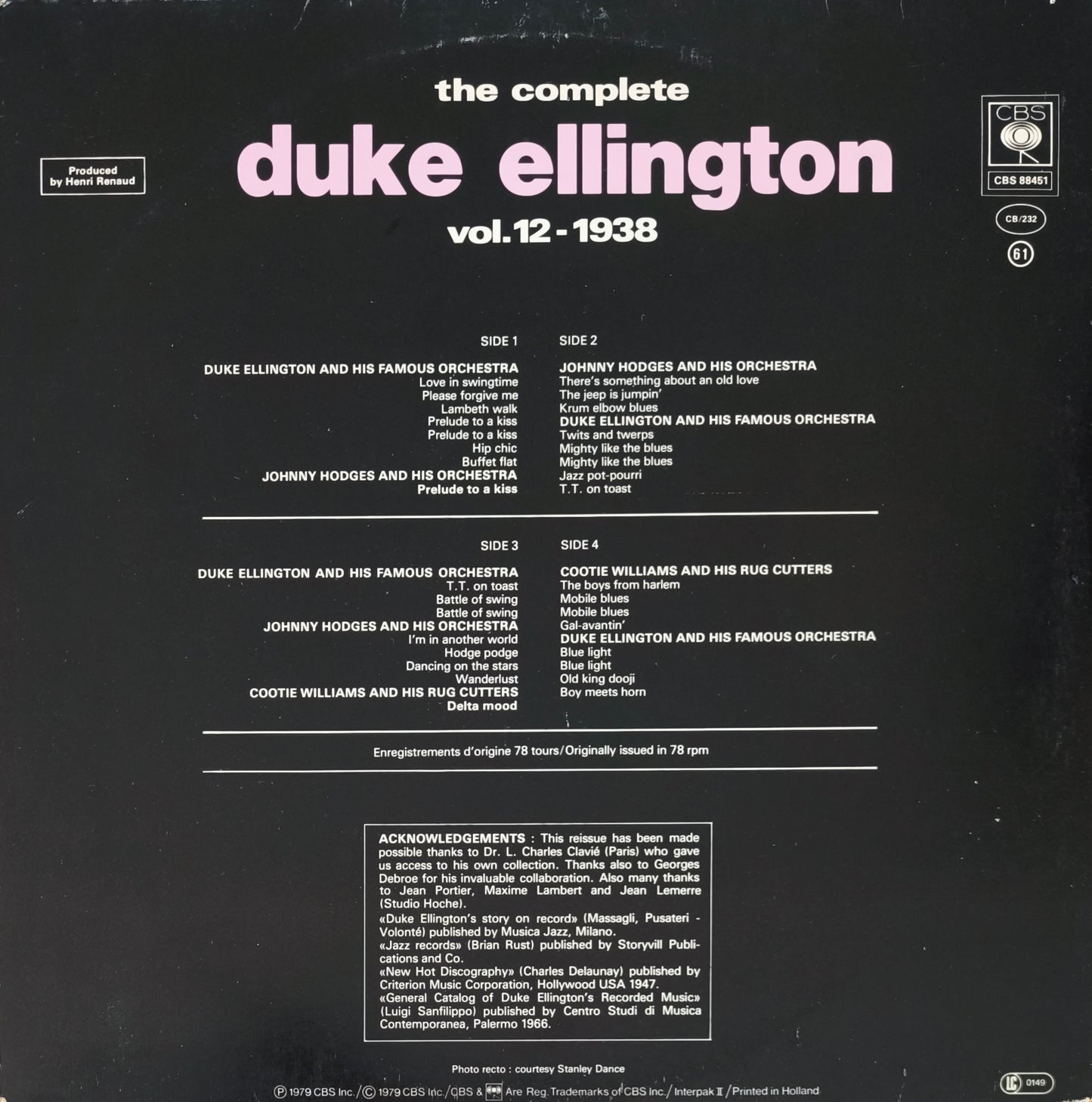 DUKE ELLINGTON - The Complete Duke Ellington Vol.12 1938