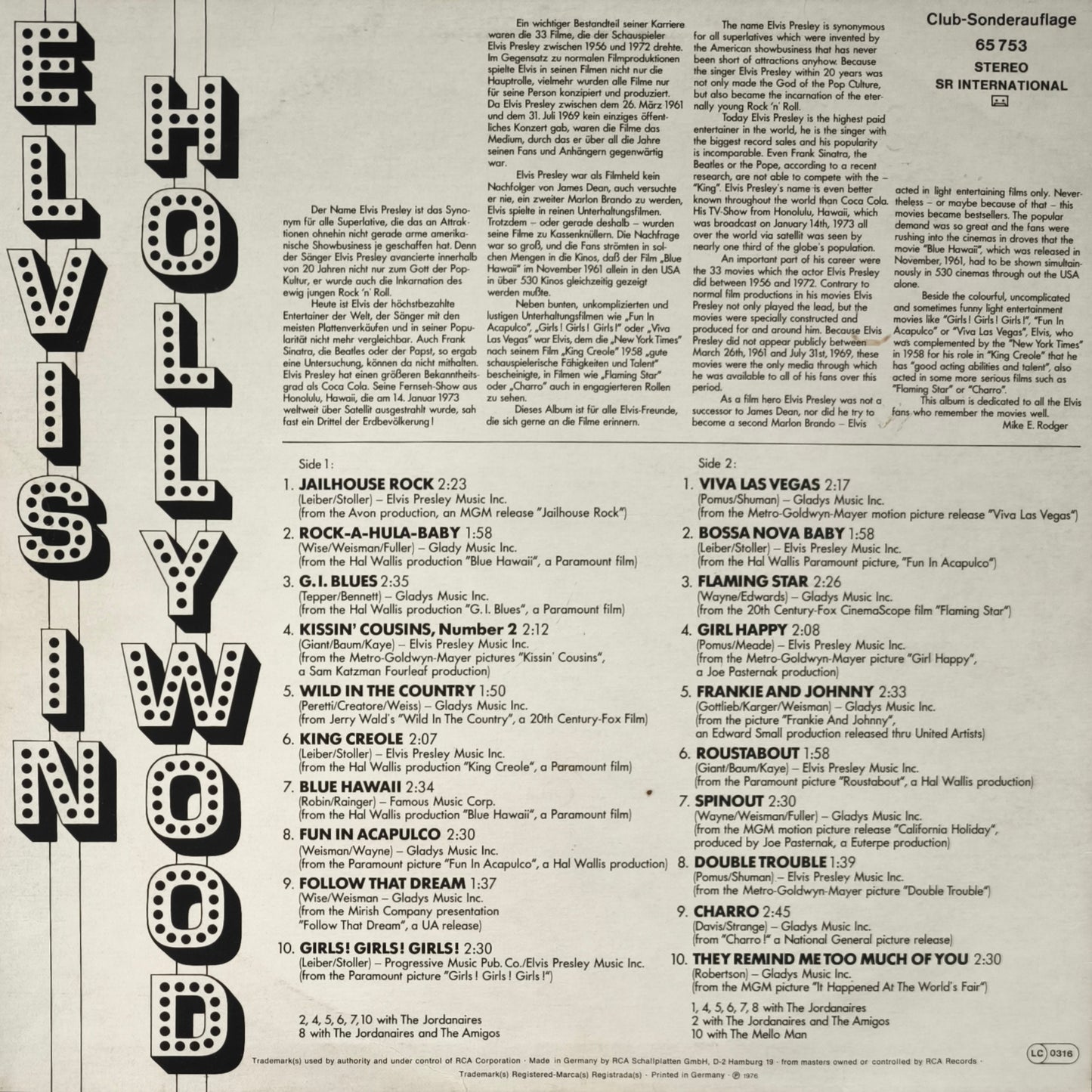 ELVIS PRESLEY - Elvis In Hollywood