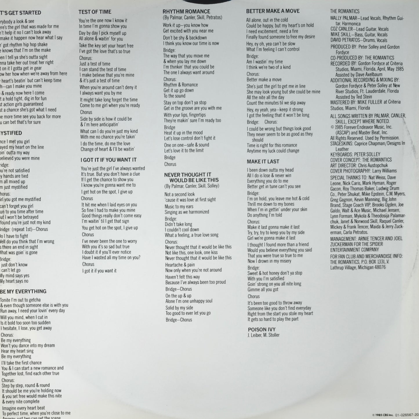 THE ROMANTICS - Rhythm Romance