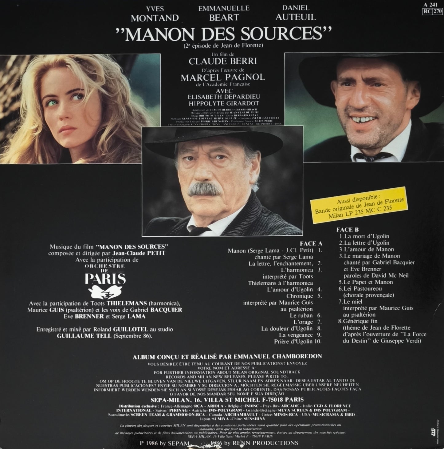 JEAN CLAUDE PETIT - Manon des Sources (Bande Originale du Film)