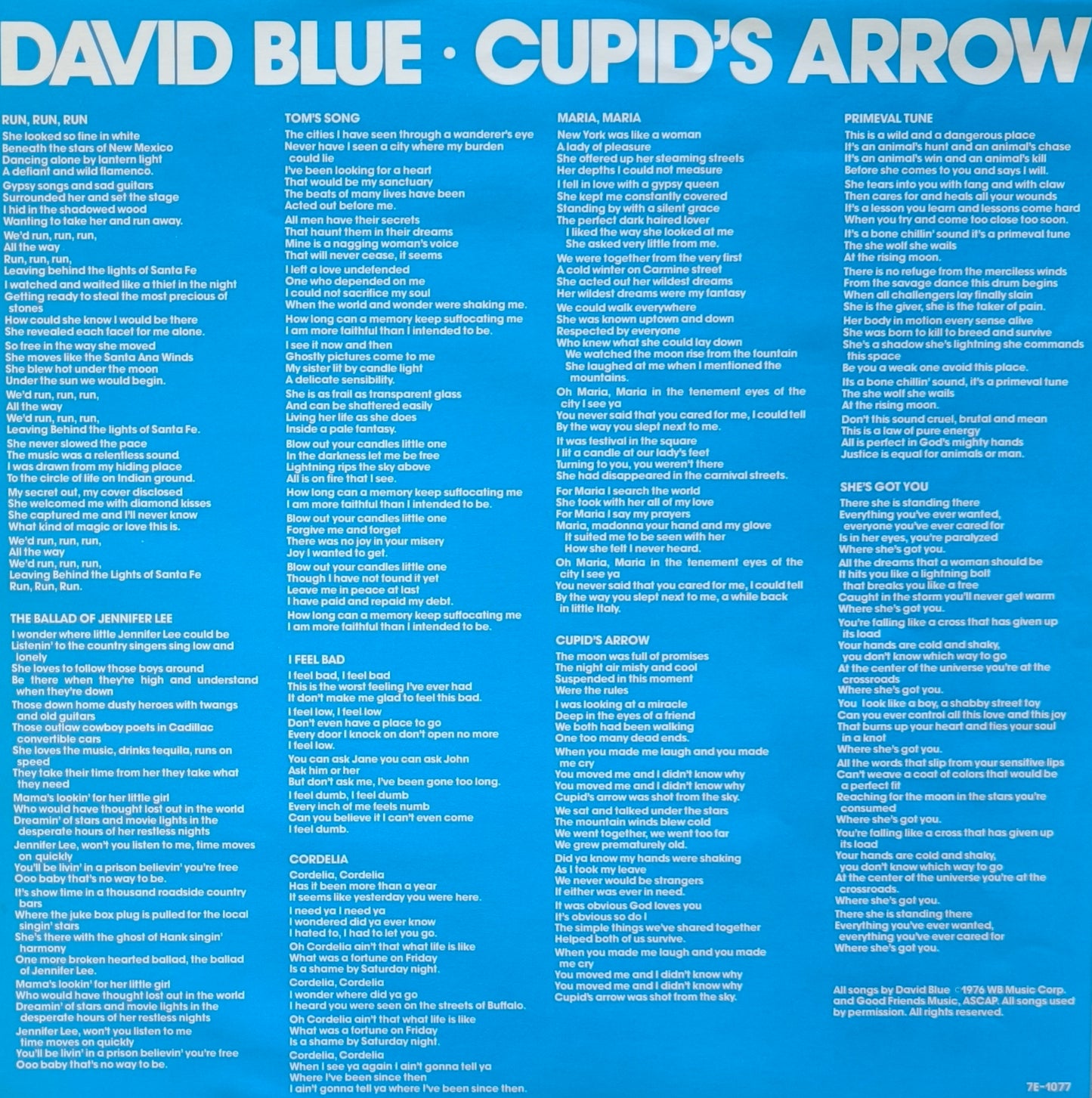 DAVID BLUE - Cupid's Arrow (pressage US)