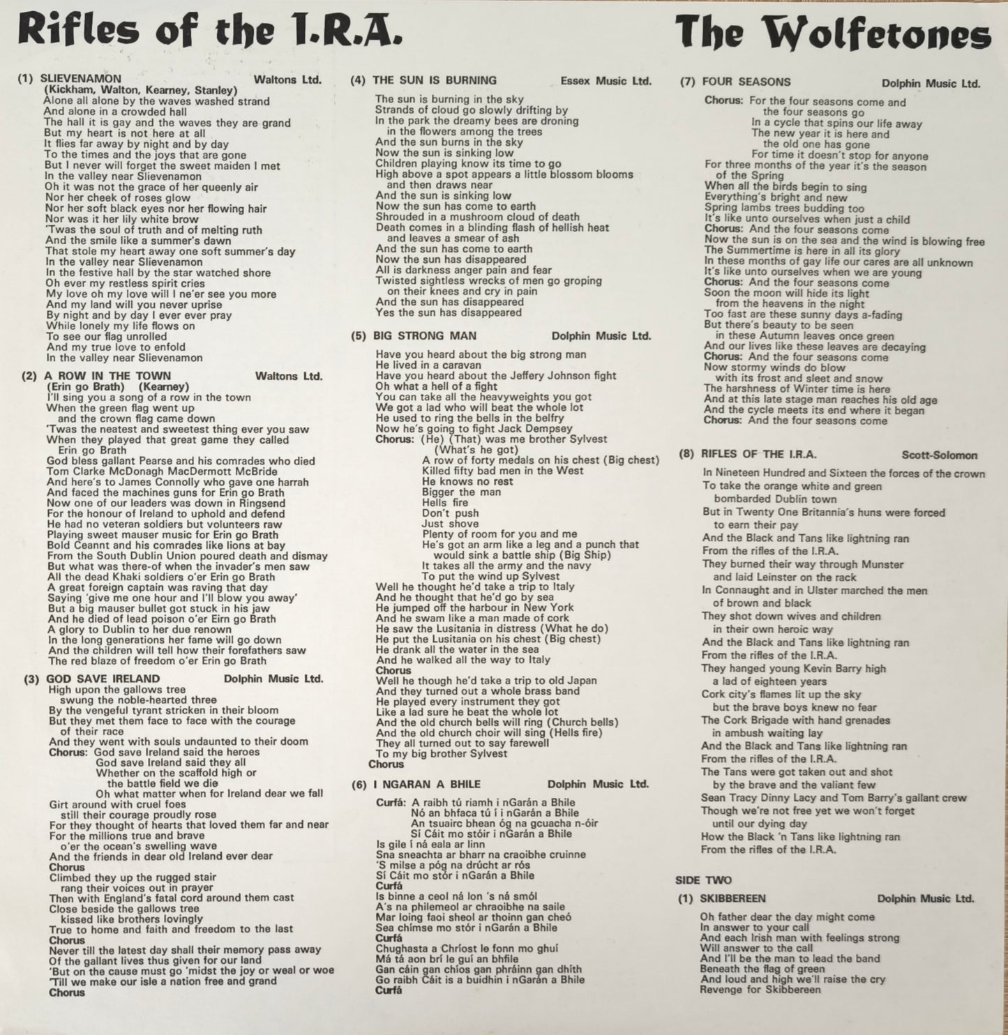 WOLFE TONES - Rifles Of The IRA