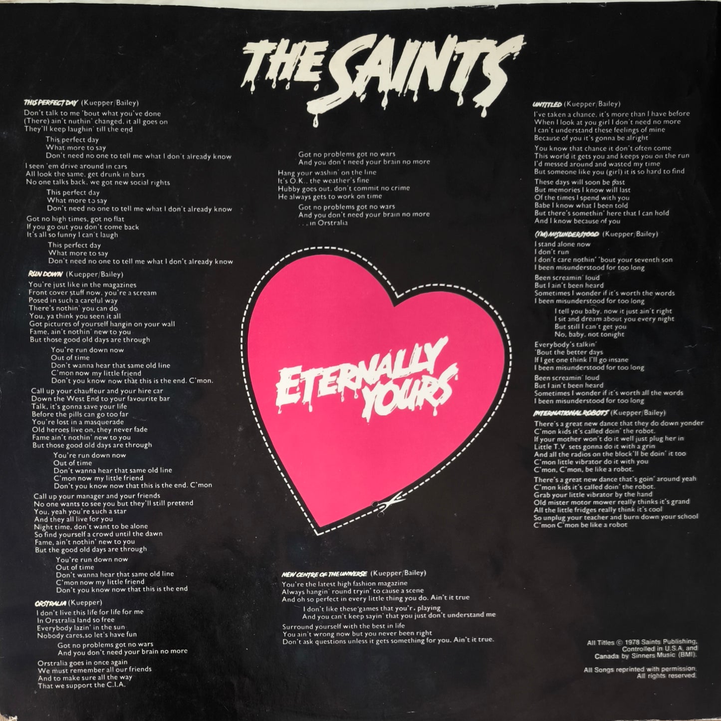 THE SAINTS - Eternally Yours (pressage US)