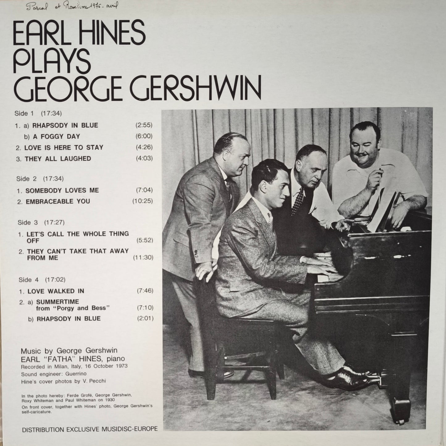 EARL HINES - Earl Hines Plays George Gershwin