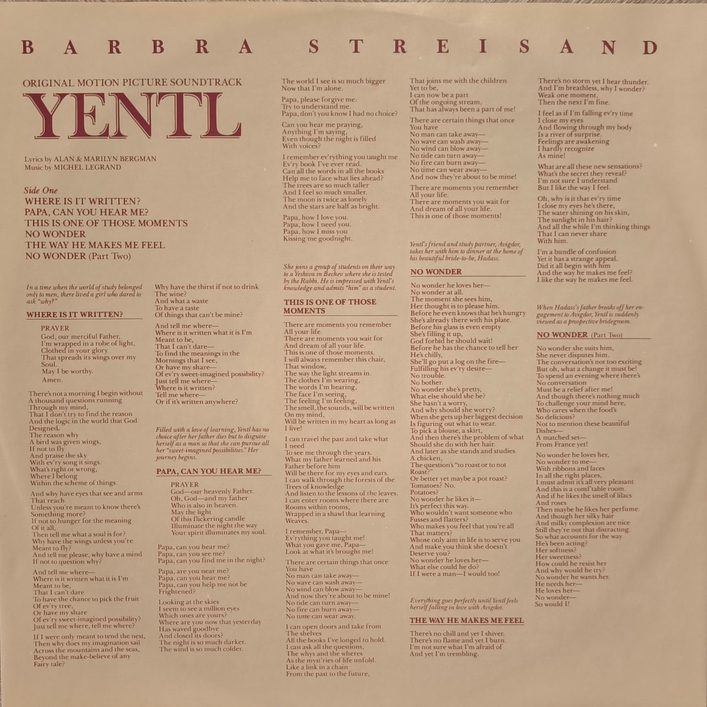 BARBRA STREISAND - Yentl - Original Motion Picture Soundtrack
