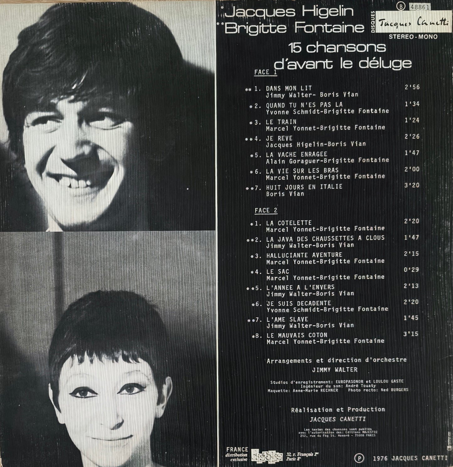 JACQUES HIGELIN / BRIGITTE FONTAINE - 15 Chansons D'avant Le Déluge (Suite Et Fin)
