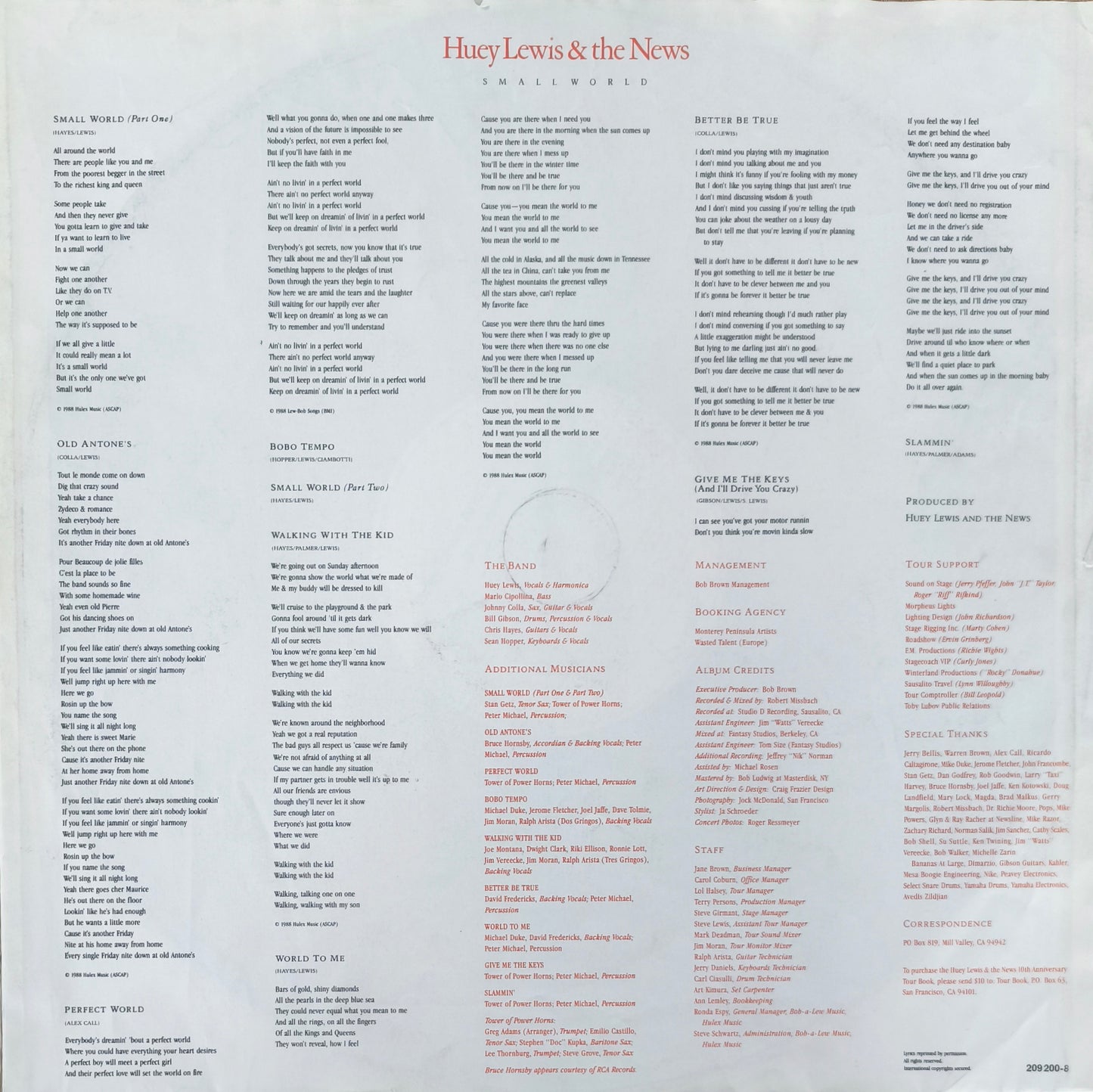 HUEY LEWIS & THE NEWS - Small World