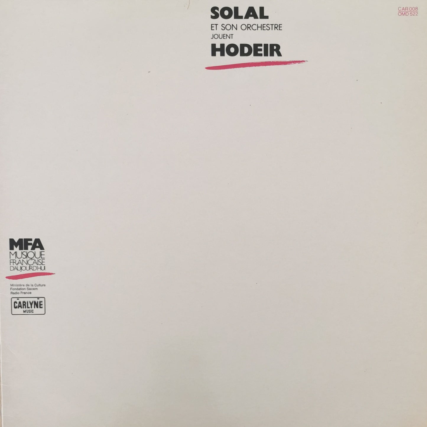 MARTIAL SOLAL ET SON ORCHESTRE JOUENT ANDRE HODEIR