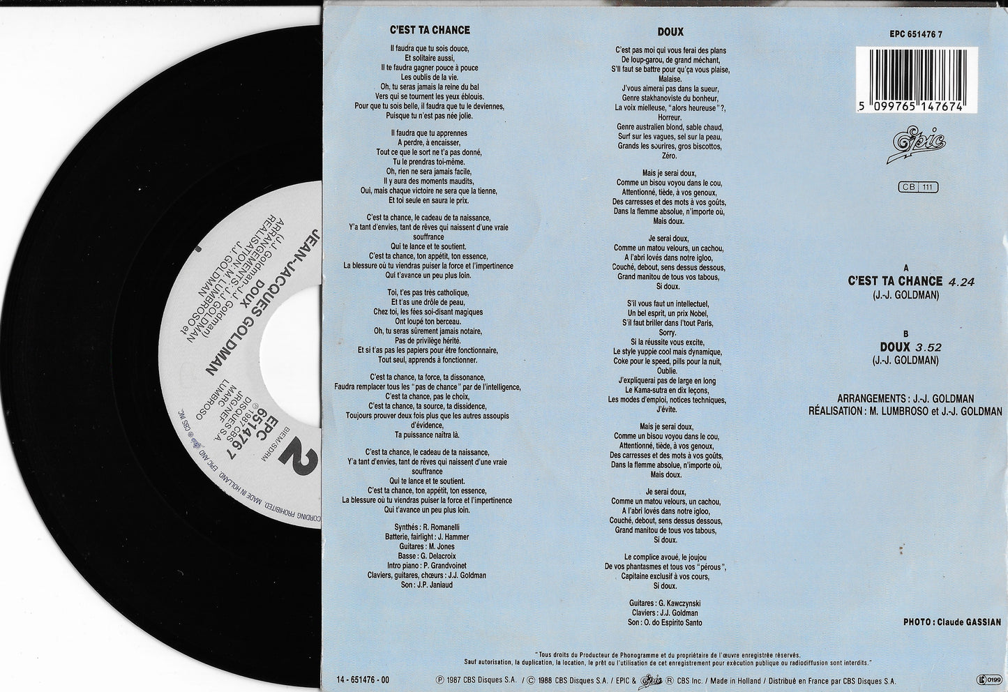 JEAN JACQUES GOLDMAN - C'est ta chance