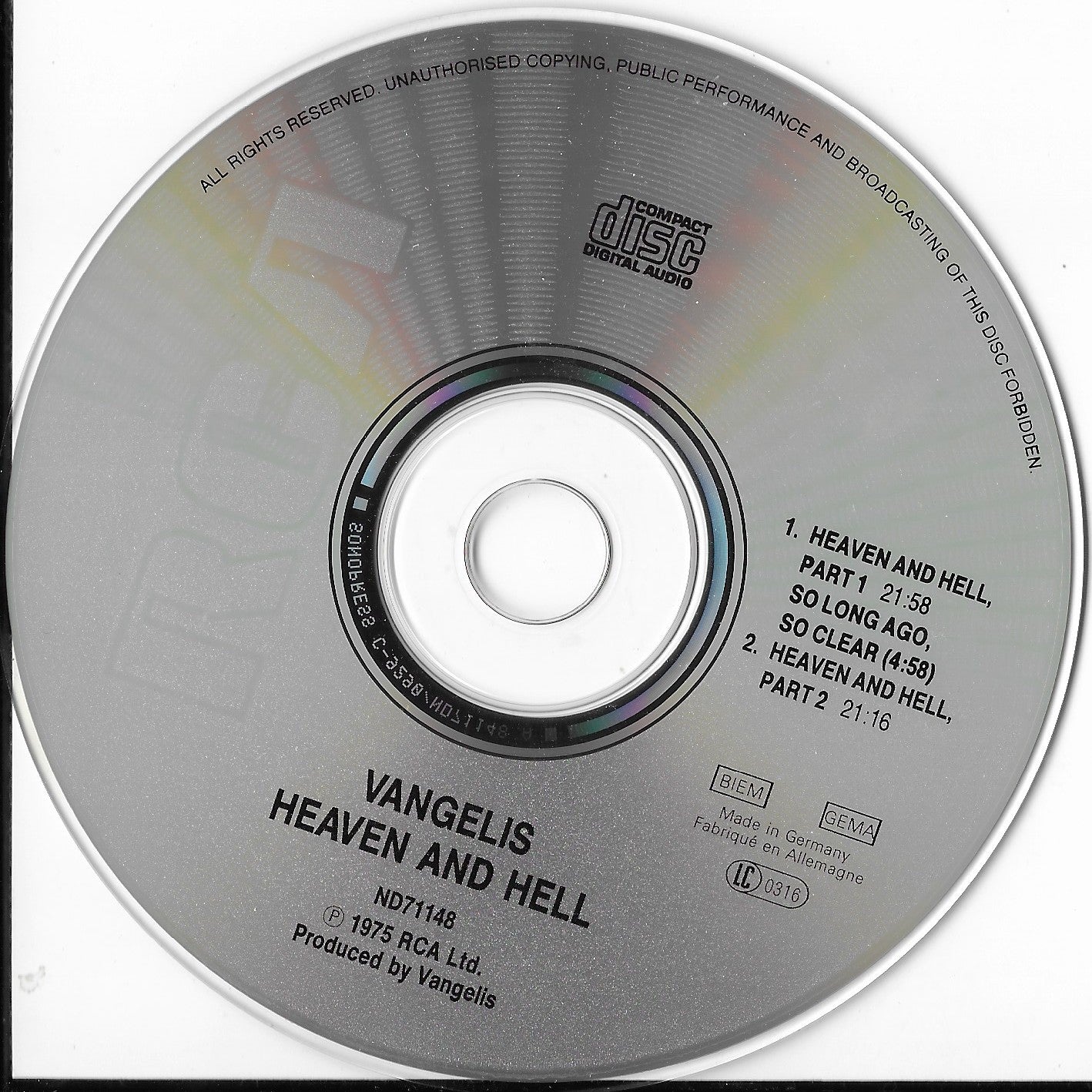 VANGELIS - Heaven And Hell