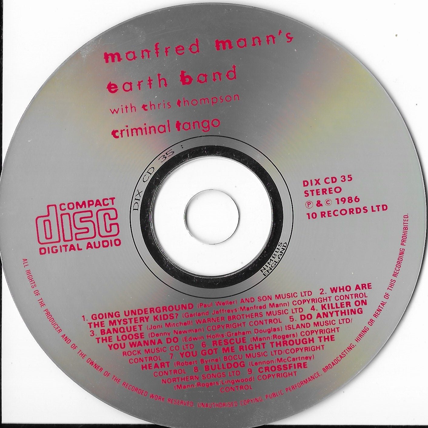 MANFRED MANN'S EARTH BAND with CHRIS THOMPSON - Criminal Tango