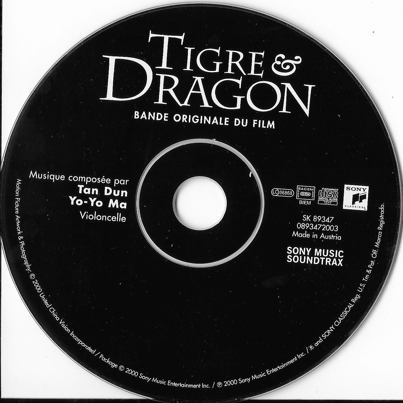 TAN DUN / YOYOMA - Tigre & Dragon (Bande Originale Du Film)