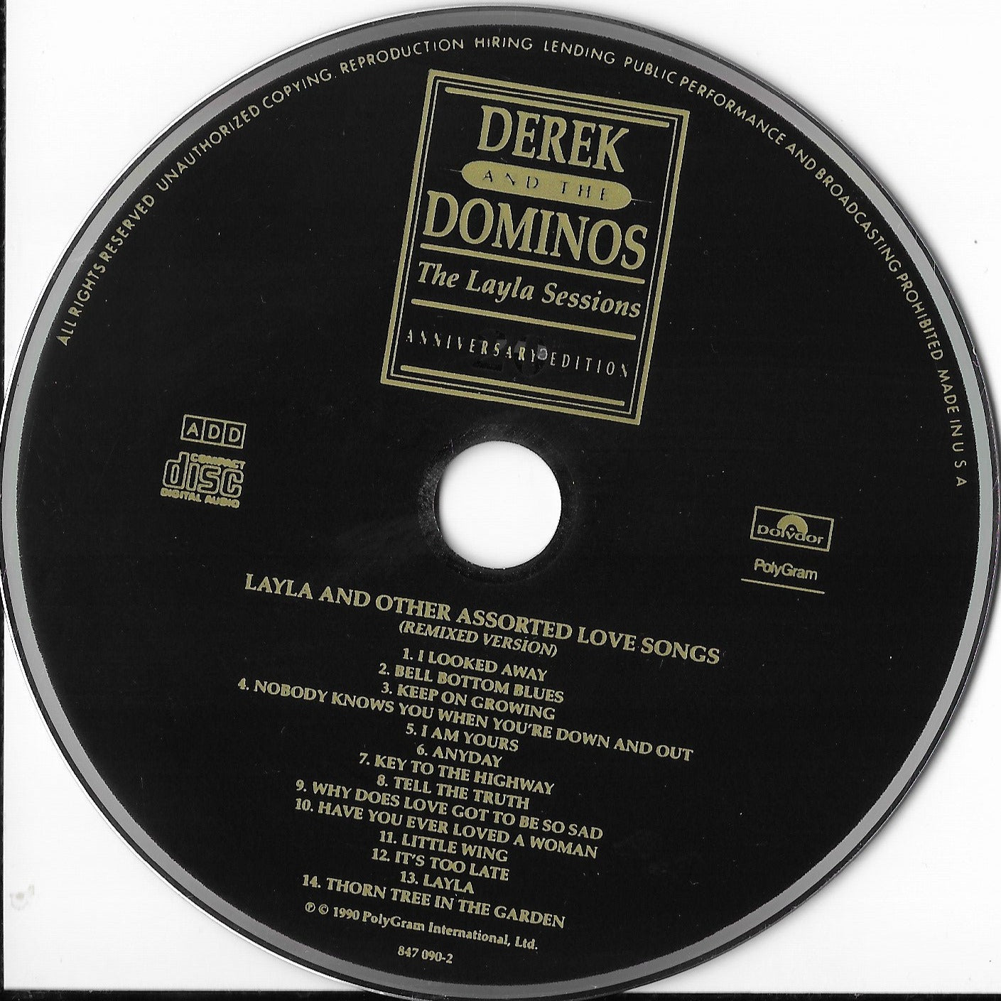 DEREK AND THE DOMINOS - Layla And Other Assorted Love Songs (The Layla Sessions - 20th Anniversary Edition)