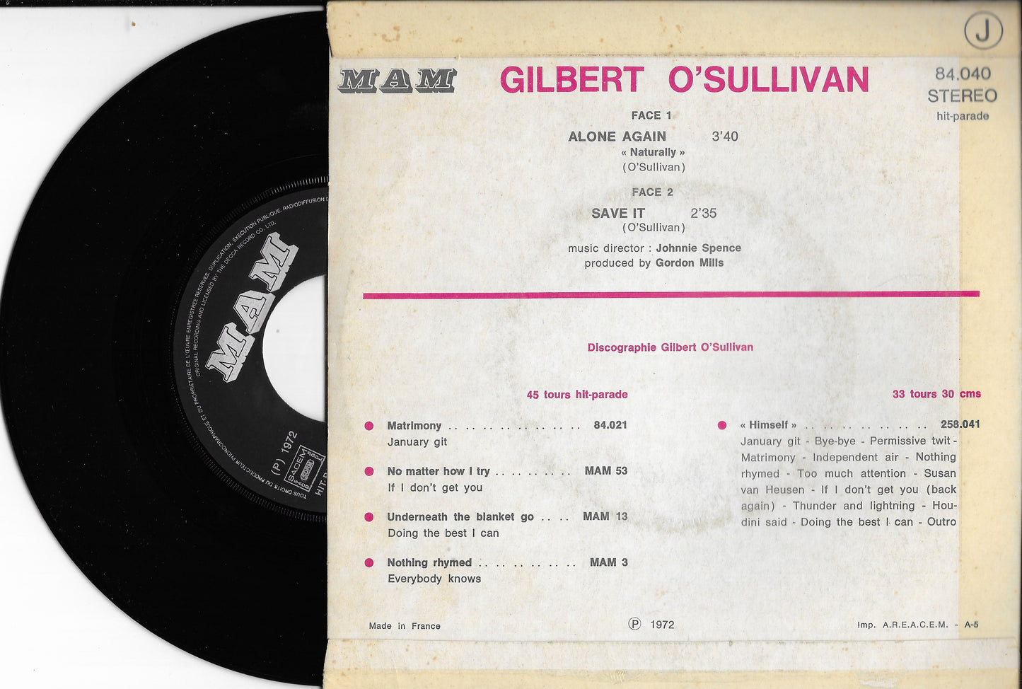 GILBERT O'SULLIVAN - Alone Again (Naturally)