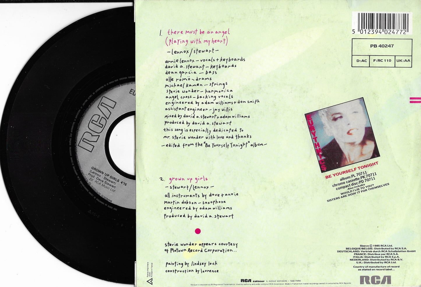 EURYTHMICS - There Must Be An Angel (Playing With My Heart)