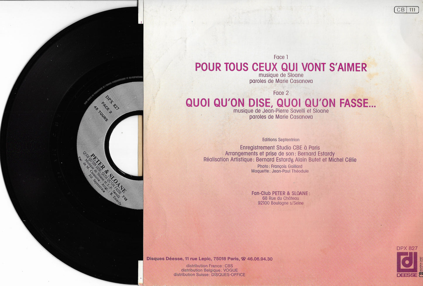PETER ET SLOANE - Pour Tous Ceux Qui Vont S'Aimer