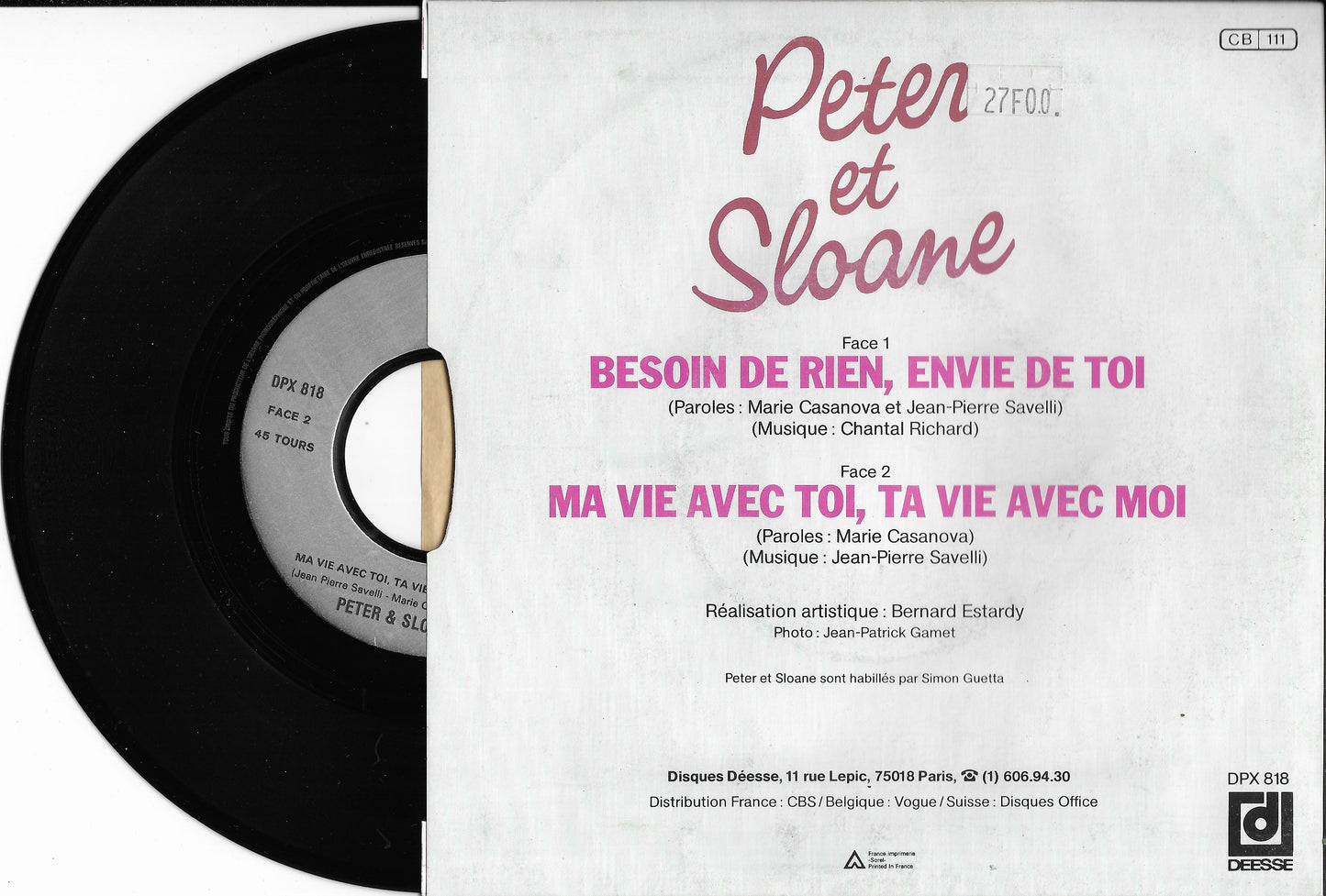 PETER ET SLOANE - Besoin De Rien, Envie De Toi