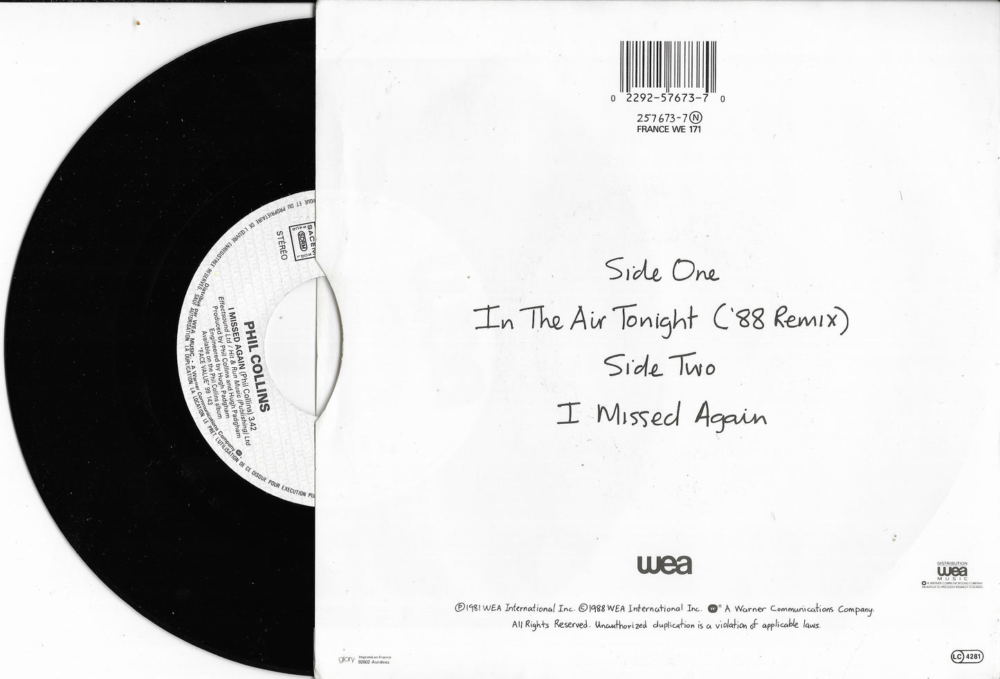 PHIL COLLINS - In The Air Tonight ('88 Remix)