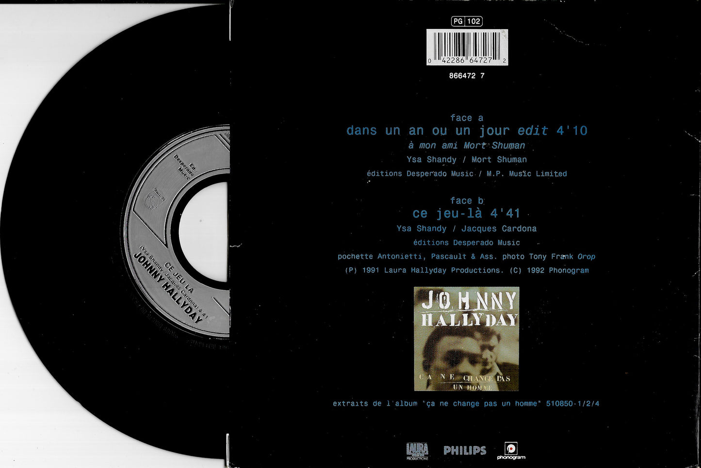 JOHNNY HALLYDAY - Dans Un An Ou Un Jour
