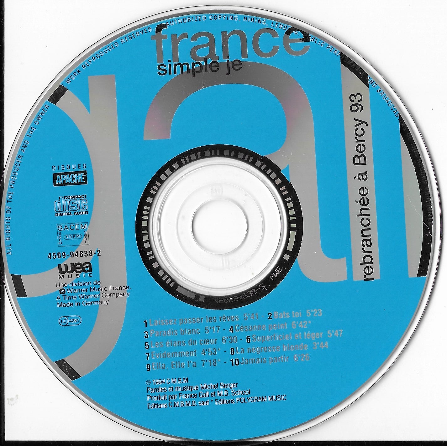 FRANCE GALL - Simple Je (Rebranchée A Bercy 93)