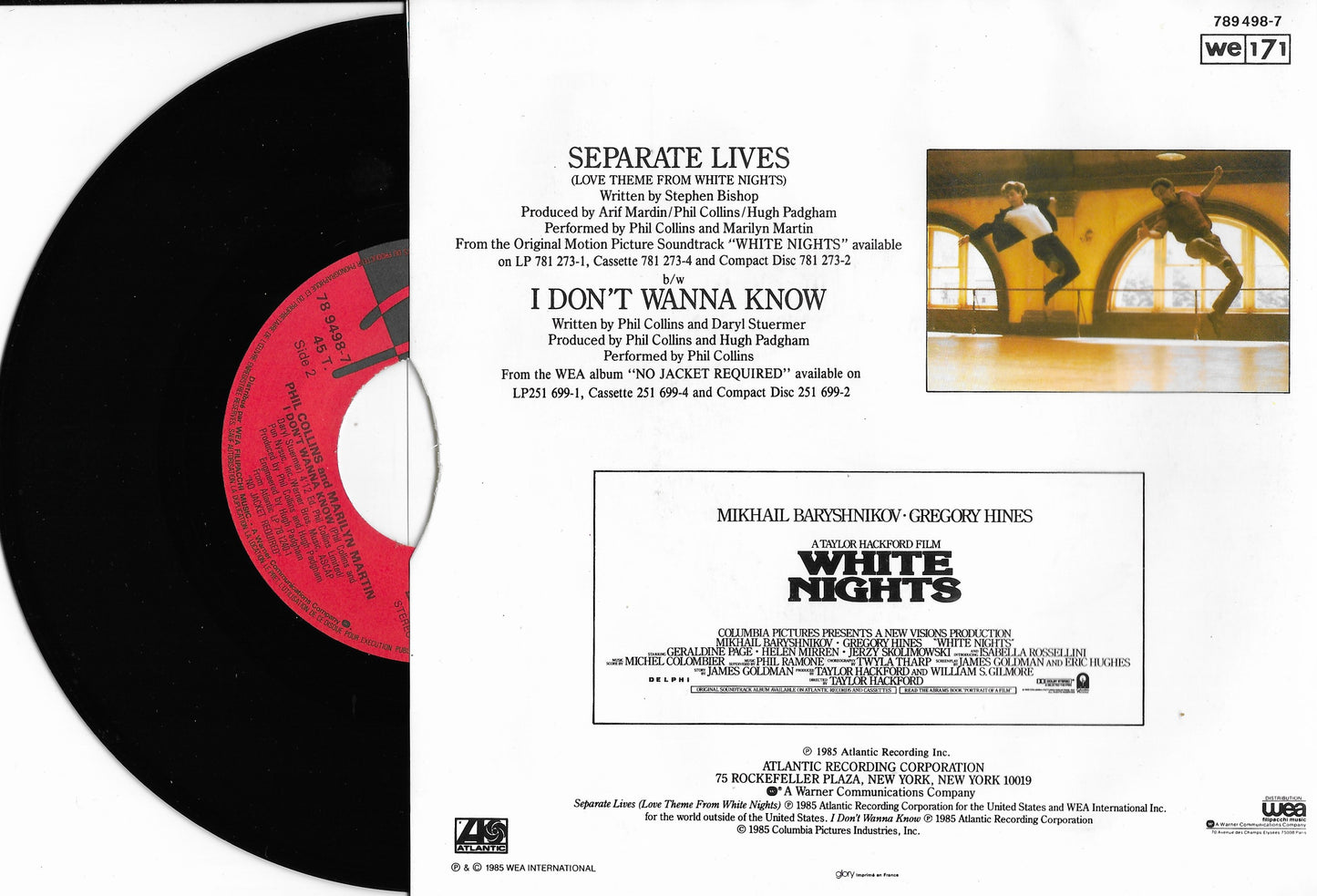 PHIL COLLINS & MARILYN MARTIN - Separate Lives (Thème Du Film White Nights)