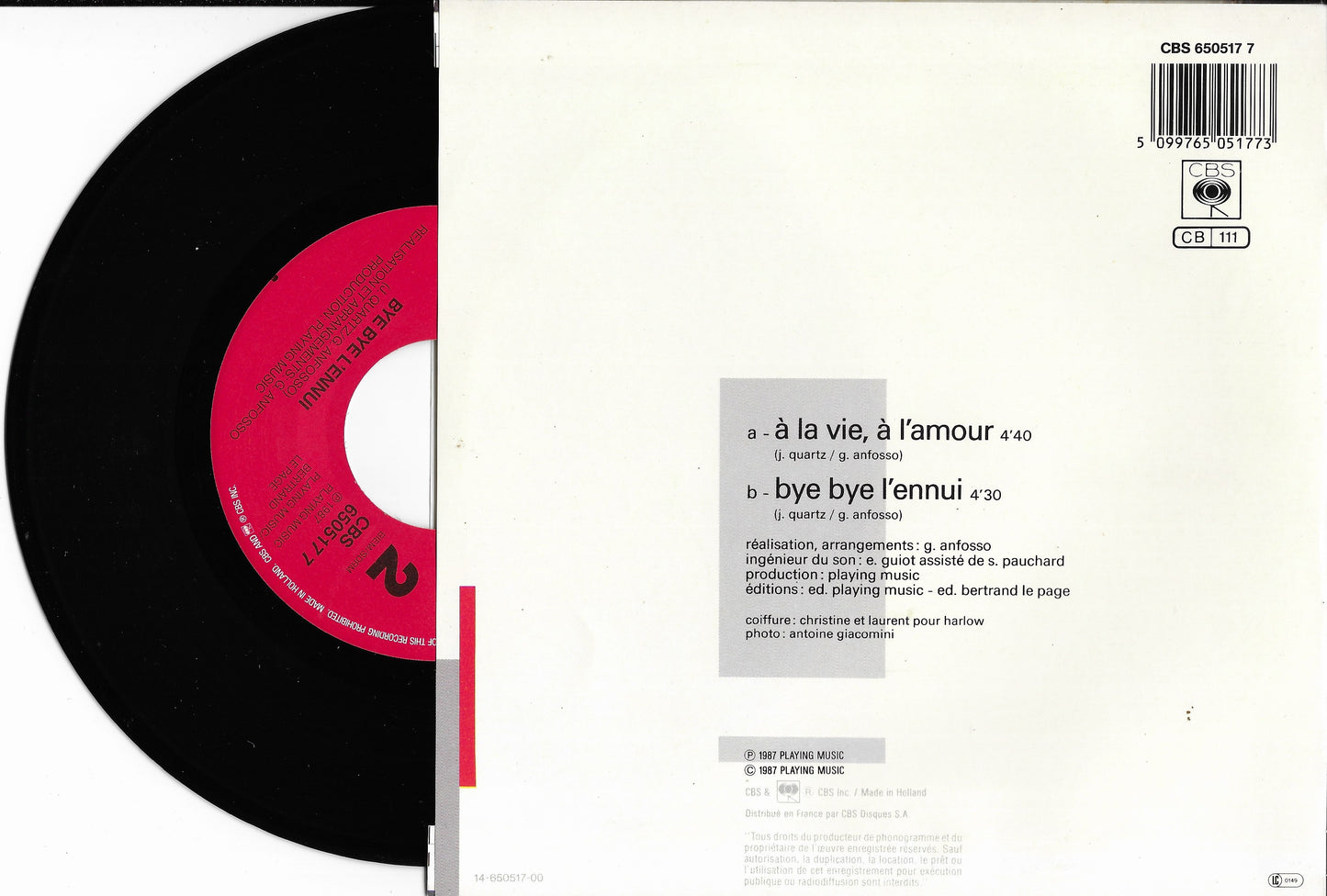 JAKIE QUARTZ - À La Vie, À L'amour