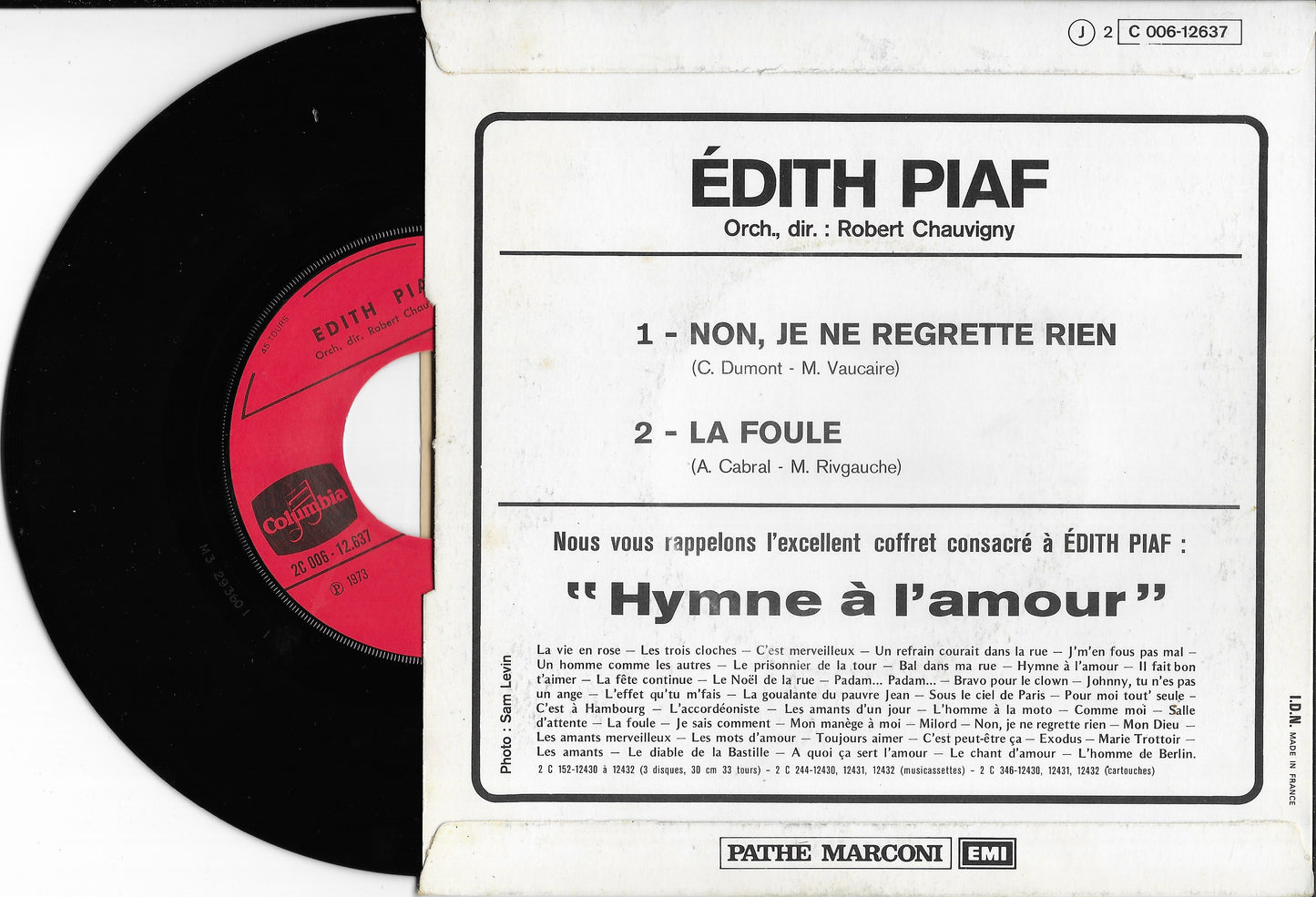 EDITH PIAF - Non, Je Ne Regrette Rien / La Foule