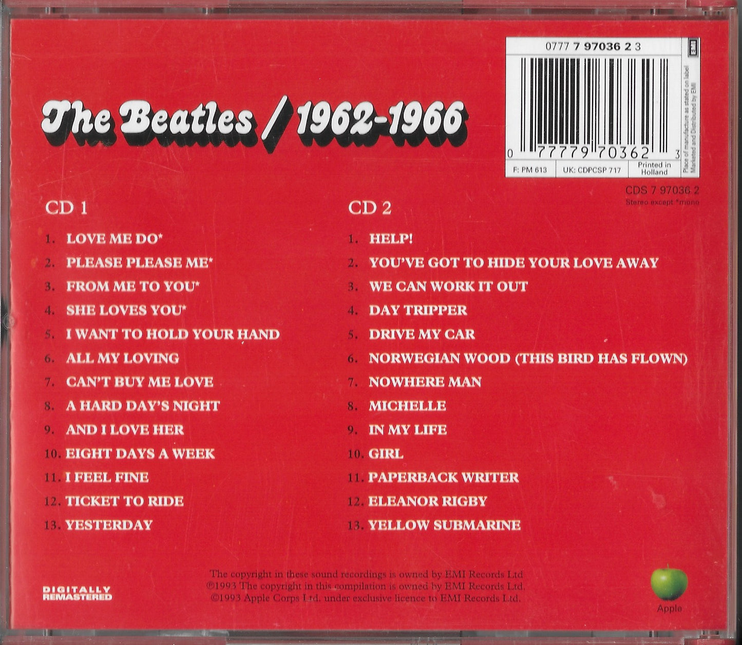 THE BEATLES - 1962-1966 (boitier double CD Rouge)